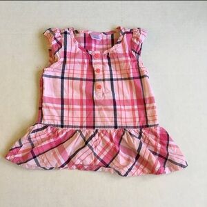 Gymboree Pink and Blue Plaid Ruffle Top